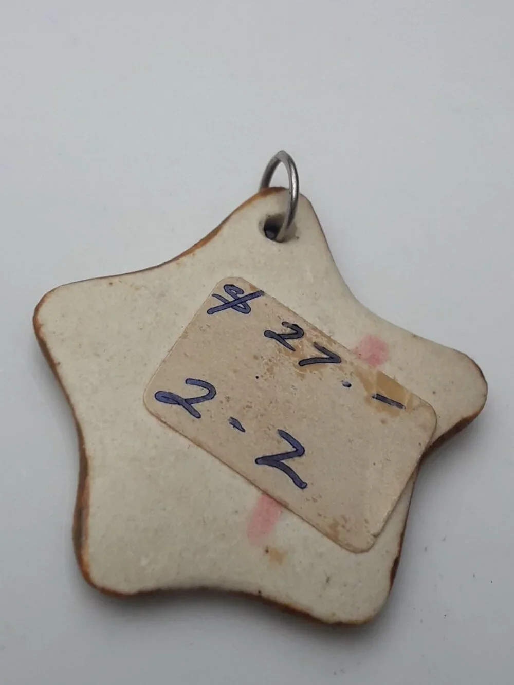 Vintage Pendant Bird Art Glazed Pottery Clay Tiny Star Hand Made - Picture 9 of 9